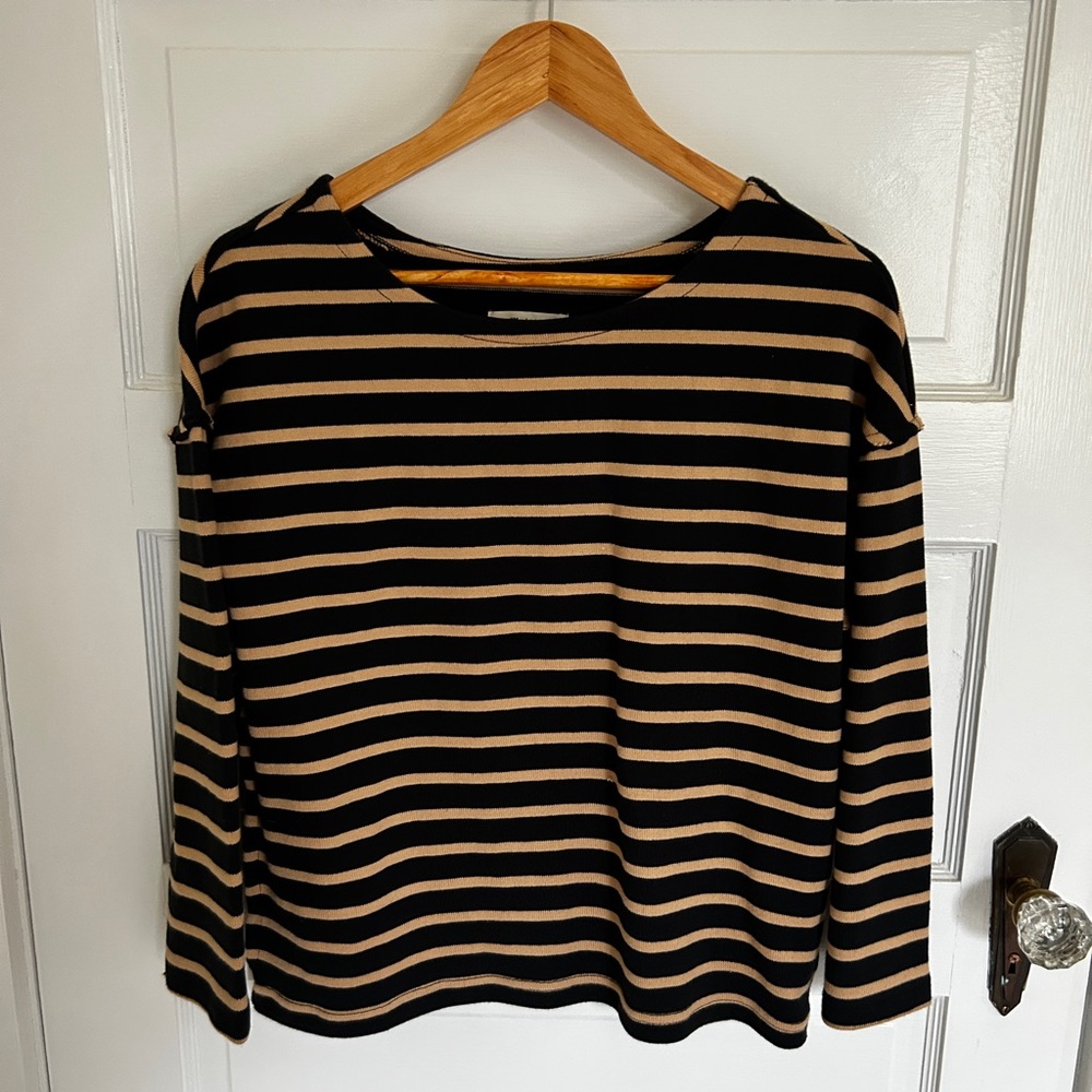 Madewell, black and tan stripe long sleeve